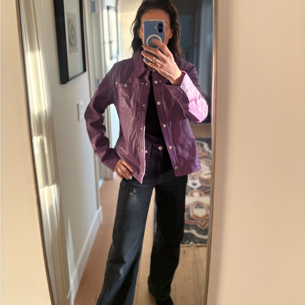 JILD Purple Genuine Leather Snap Front Shirt Jacket / Shacket Size Large